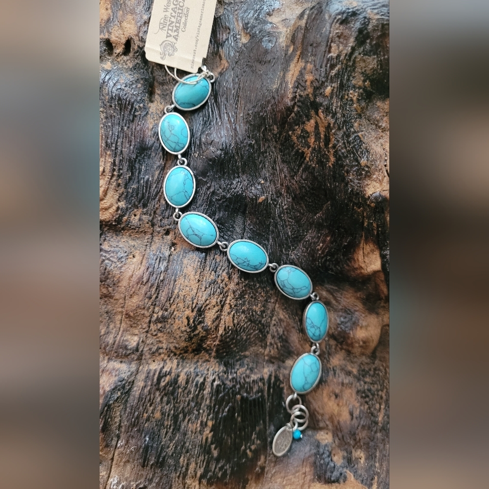 Nine West Turquoise Stone and Silver Toned Bracelet - Picture 1 of 4